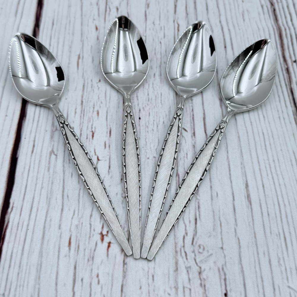Oneida Community Venetia Stainless Teaspoons Set of 4 Silverware 6 inch MCM